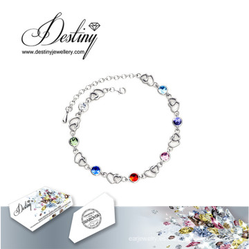 Destino joyería cristal de Swarovski corazón colorido pulsera